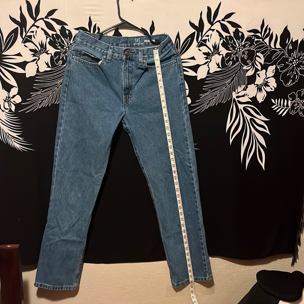 High rise blue jeans